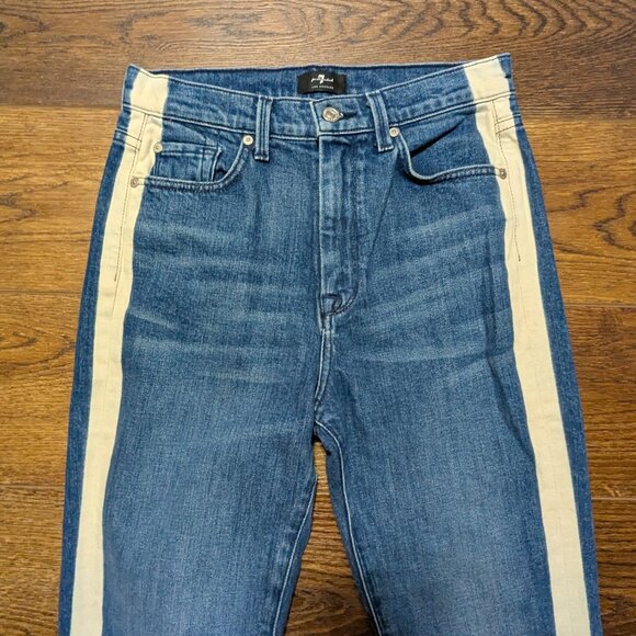 7 for all mankind High Waisted Bleach Stripe Jeans Size 27 - Picture 3 of 9